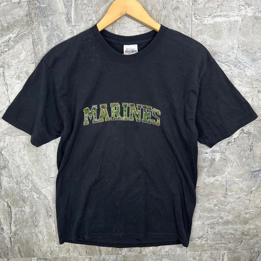 Black vintage Marines cotton t-shirt‎  Men's Medium #militaryinspired